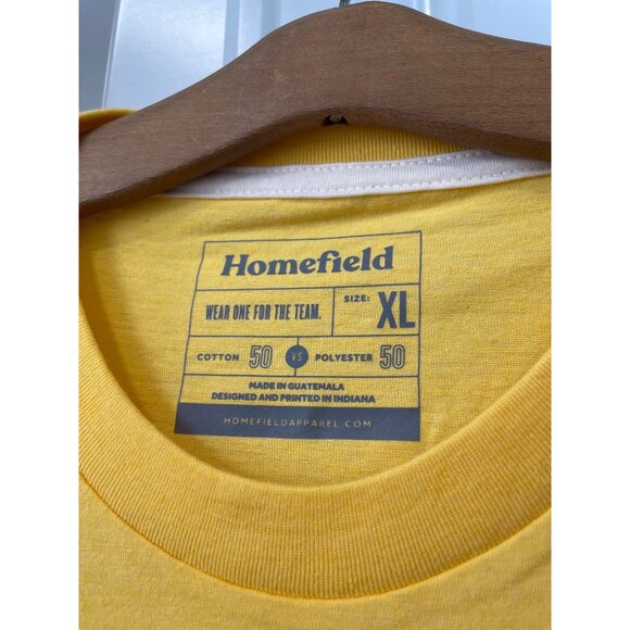 Homefield Crewneck Short Sleeve TShirt Men XL Yellow Cotton Poly Plain Basic Tee - Picture 3 of 6